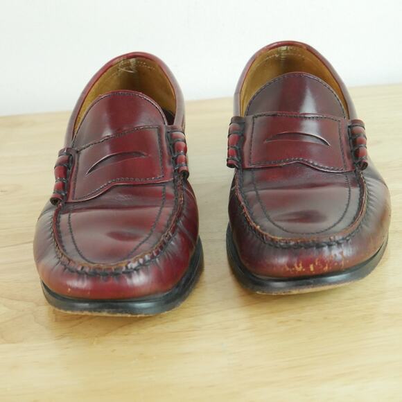 Vintage Mens 9 1/2 Penny Loafers Burgundy Slip On Shoes Preppy Classic Heritage main image 4